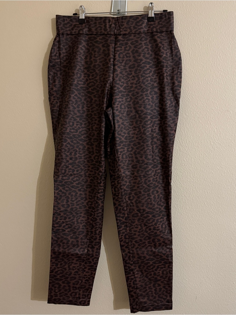 Ashley Stewart Animal Print Pants Rayon Nylon Woman's Size 14/16 Black/Brown